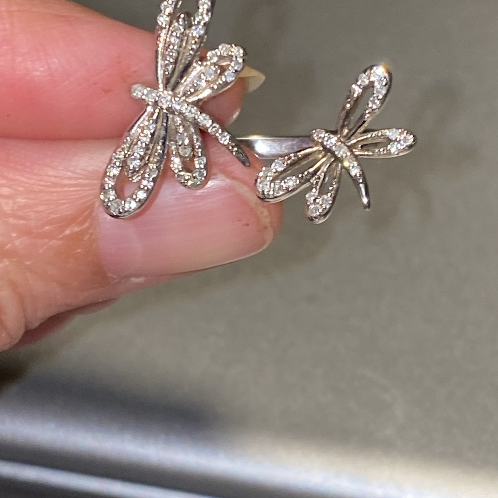 Diamond Double Dragonfly Ring - image 3